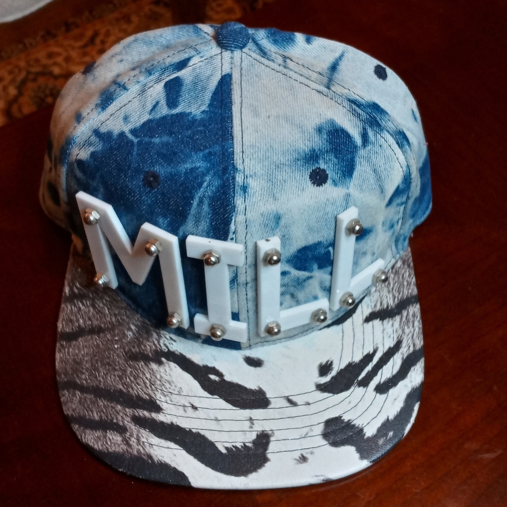 Gray Blue jean Zebra Print Snapback